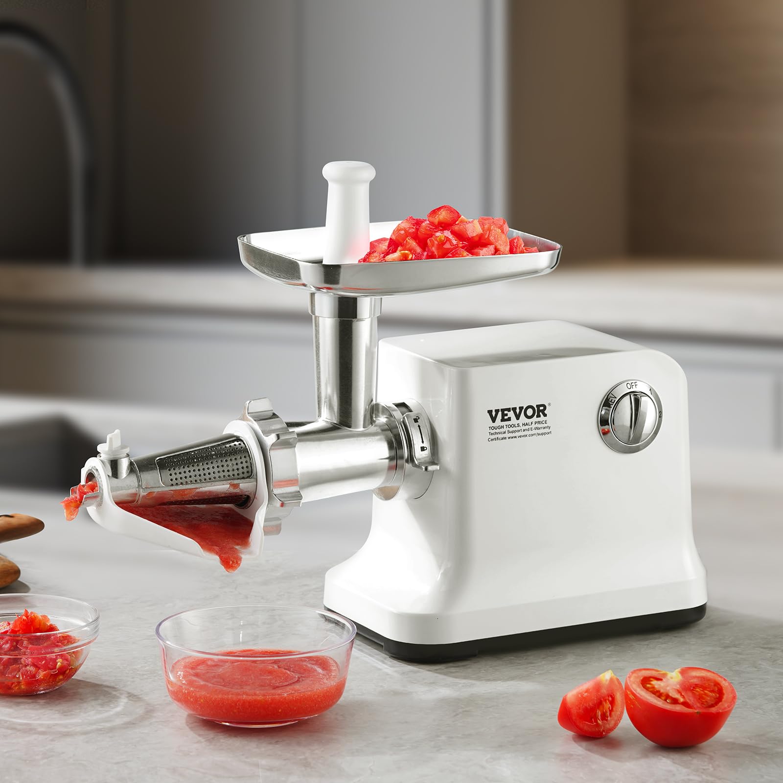 VEVOR Electric Tomato Strainer, 700W Tomato Sauce Maker Machine, 5.5 LBS/Min Food Strainer and Sauce Maker, Pure Copper Motor Food Mill with Reverse Function for Tomato Strawberry Blueberry Sauce