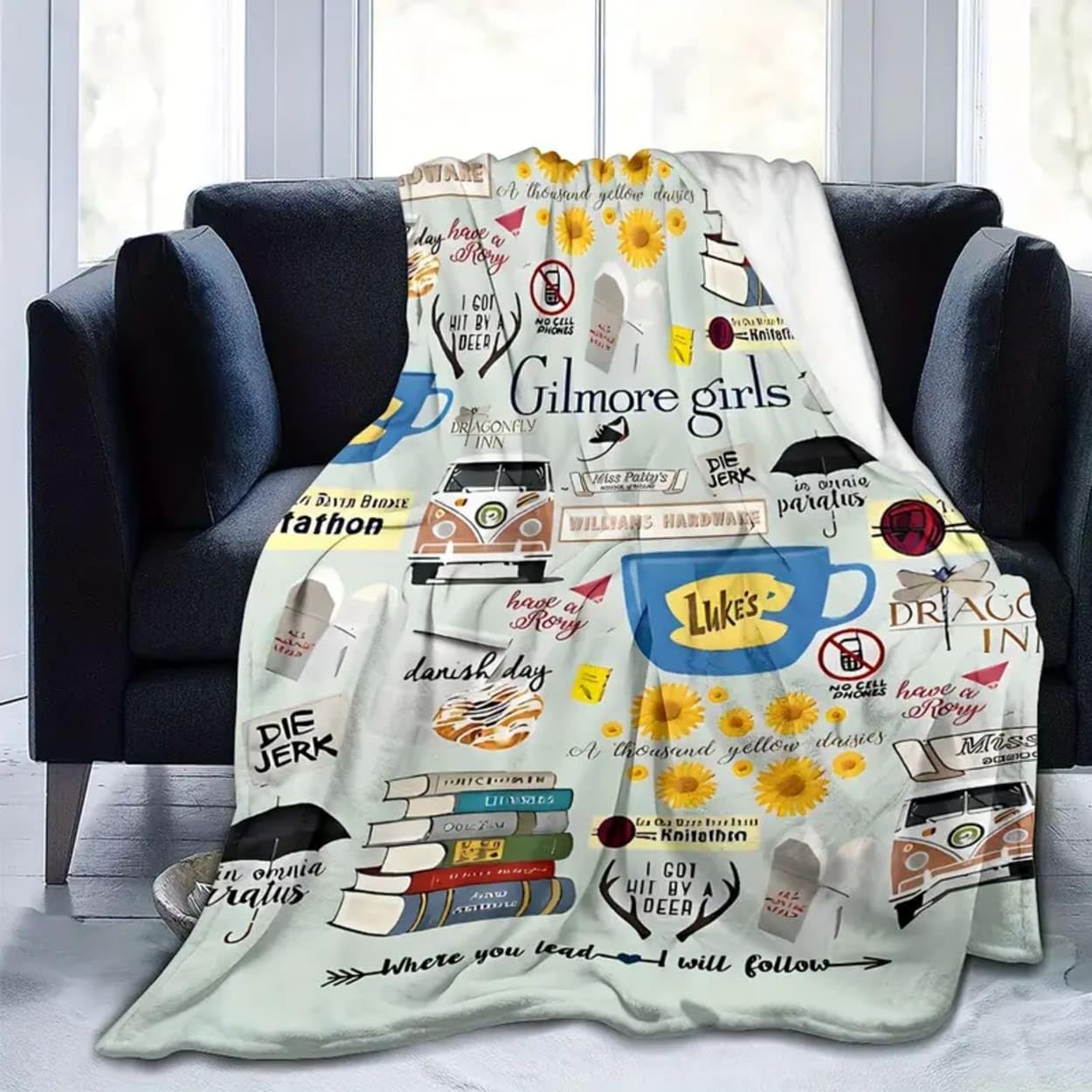 Gilmore Blanket Girls, Gilmore Fleece Throw Blanket, Movies Blanket, Soft Blanket with Gilmore-Inspired Patterns, Blanket Gifts for Halloween, Christmas, Birthday Fleece Blankets All Seasons 30"x40"