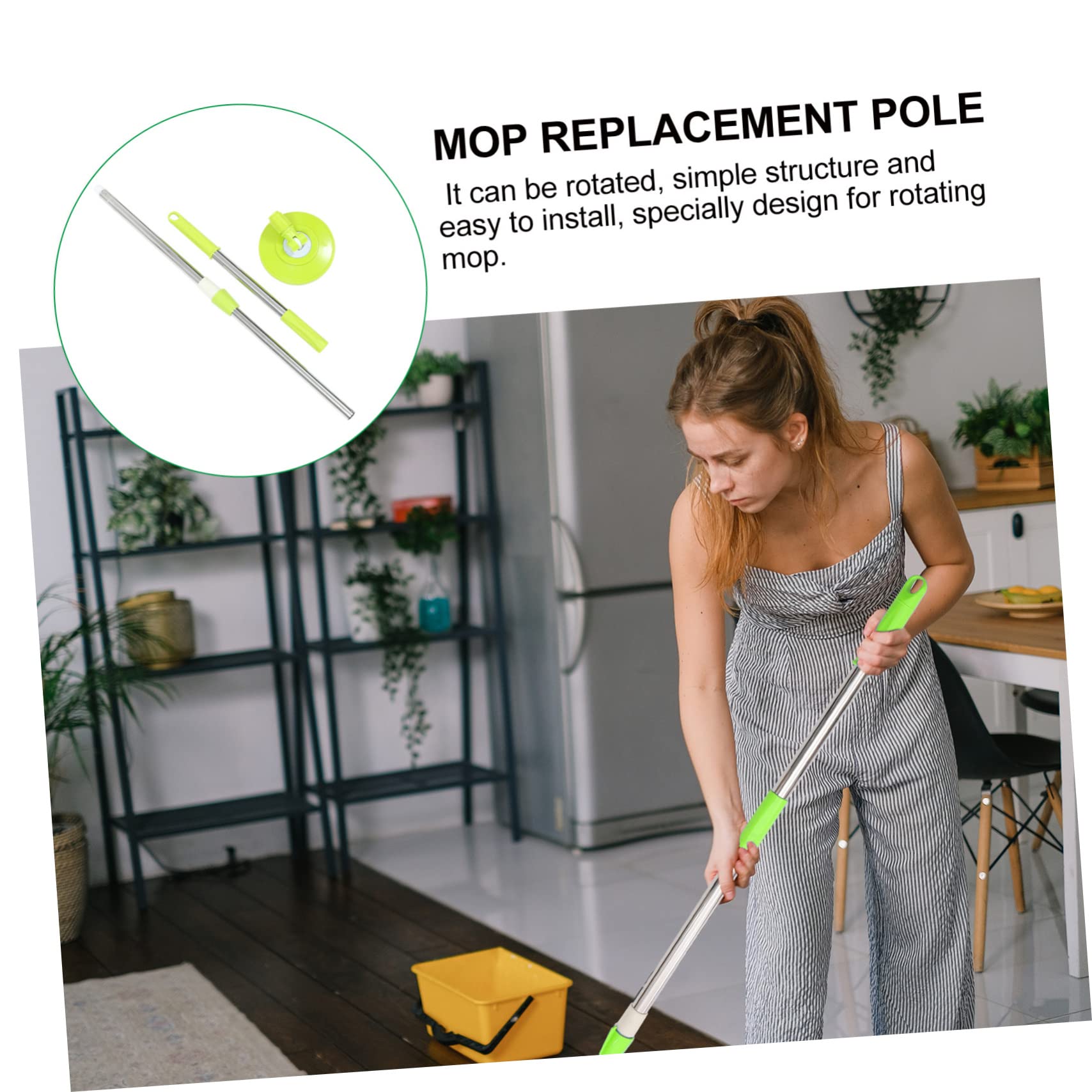 ORFOFE 1 Set Mop Pole Replacement Rotating Mop Handle Replacement Rotating Mop Rod Commercial Mop Rotary Mop Rod Mopa para Limpiar Pisos Handle Mop Rod Turnicate Kit Mopping Plastic Green