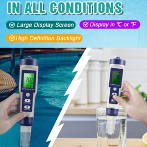 5 in 1 TDS Meter PH Tester, 0.01 High Accuracy Digital PH Meter for Water, PH/TDS/EC/Salt/Temp Tester, PPM Meter Water Tester for Drinking Water, Hydroponics, Plants, Aquarium and Pool