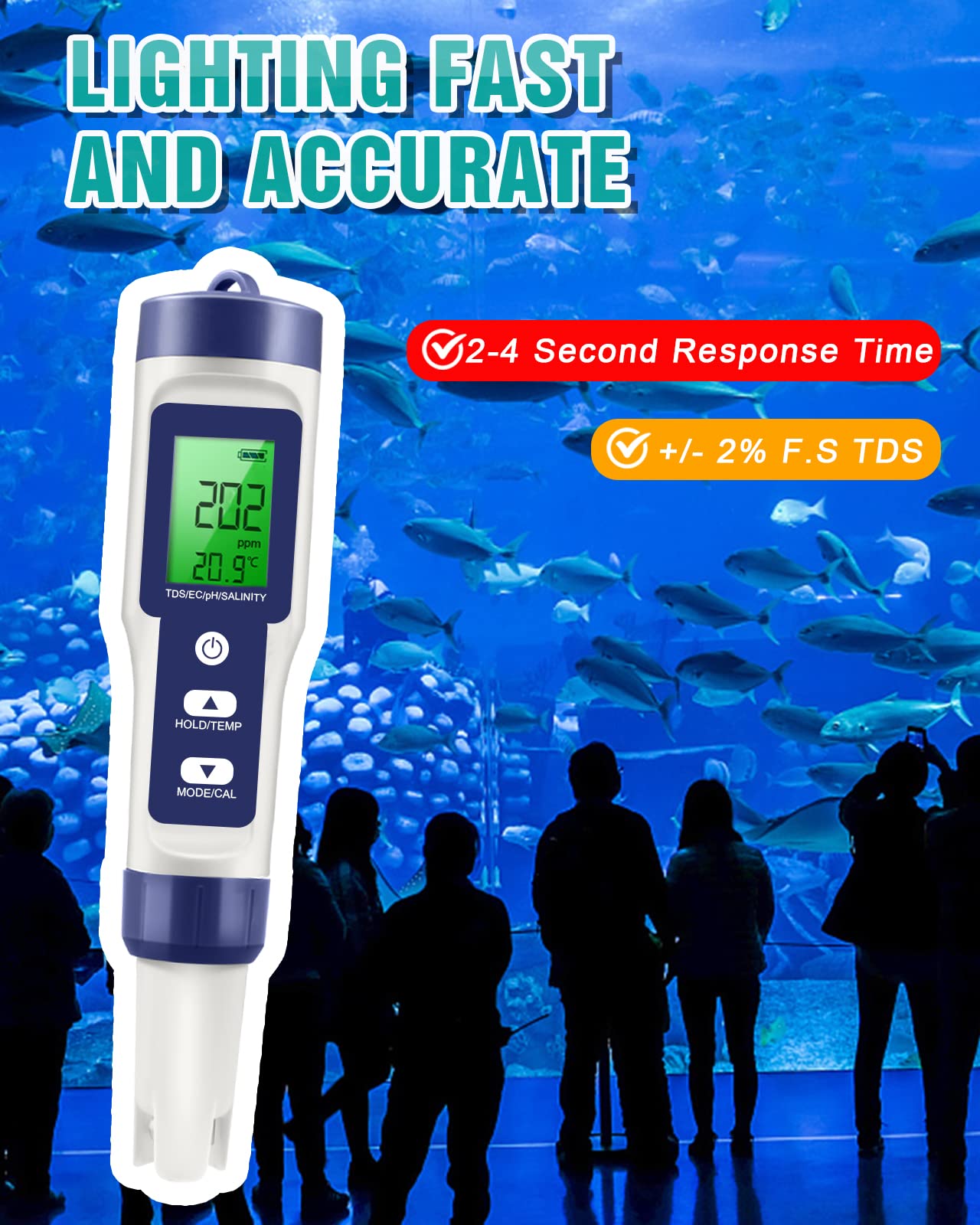 5 in 1 TDS Meter PH Tester, 0.01 High Accuracy Digital PH Meter for Water, PH/TDS/EC/Salt/Temp Tester, PPM Meter Water Tester for Drinking Water, Hydroponics, Plants, Aquarium and Pool