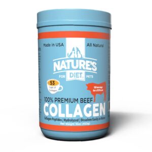 nature's diet premium beef collagen peptides powder for dogs & cats, joint & skin health support