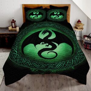 personalized dragon quilt set dragon scale blue bedding set twin size dragon bedding dragon throw 3d bedding set dragon comforter for boys children teens (green black dragon)