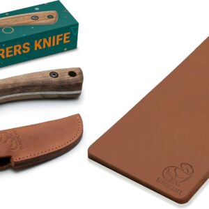 BeaverCraft BSH Kid Kids Knife Boy Scout Knife LS2P1 Stropping Leather Strop for Knife Sharpening Strop Double Sided