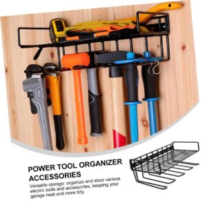 CHILDWEET Tool Storage Box Drill Holder Wall Mount Peg Board Organizer Accessories Power Tool Organization Wire Management Rack Garage Tool Wall Organizer Workshop Pegboard Tools Iron Black