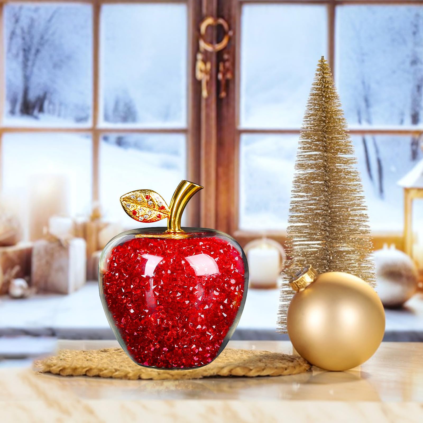 Lovskoo Crystal Apples Christmas Eve Gifts For Her Romantic Ornamental Apples Display Christmas Decor Nightmare Before Christmas Decorations Indoor Christmas Party Christmas Nativity Religious