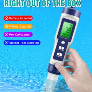 5 in 1 TDS Meter PH Tester, 0.01 High Accuracy Digital PH Meter for Water, PH/TDS/EC/Salt/Temp Tester, PPM Meter Water Tester for Drinking Water, Hydroponics, Plants, Aquarium and Pool