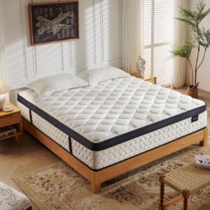 kaurelax queen size mattress,14 inch queen mattress in a box,hybrid mattress with gel memory foam & individual pocket spring for edge support, pressure relief, medium firm,certipur-us