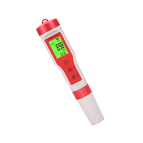 COSMEVIVI 4 Ph Pen Ec Meter Aquarium Ph Meter Ph and Meter Digital Water Quality Tester Ec Water Test Water Quality Monitor Digital Ph Tester Water Table Digital Water Ph Tester Red PVC