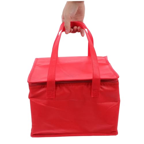 FUNOMOCYA 2pcs Insulation Ladies Tote Reusable Grocery Carrier Catering Mens Tote Heavy Duty Insulated Waterproof Pizza Warmer Wine Door Dash Red Aluminum