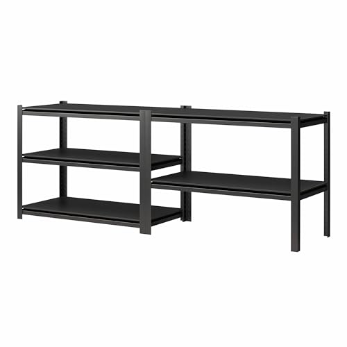 IKGH 5-Shelf Toolless Steel Garage Storage Shelving, 72" H x 48" W x 24" D, 4,000lb Capacity, Pewter Gray with Black Shelves