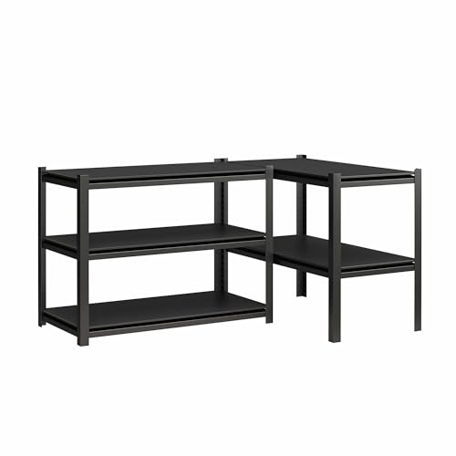 IKGH 5-Shelf Toolless Steel Garage Storage Shelving, 72" H x 48" W x 24" D, 4,000lb Capacity, Pewter Gray with Black Shelves