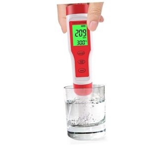 COSMEVIVI 4 Ph Pen Ec Meter Aquarium Ph Meter Ph and Meter Digital Water Quality Tester Ec Water Test Water Quality Monitor Digital Ph Tester Water Table Digital Water Ph Tester Red PVC