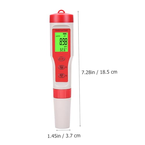 SOESFOUFU 4 Ph Pen Ppm Ph Meter for Water Aquarium Ph Meter Digital Tester Pen Water Ph Level Tester Digital Water Meter Pen Digital Ph Tester and Ec Meter Ec Water Test Ph and Meter Red PVC