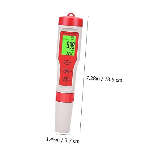 COSMEVIVI 4 Ph Pen Ec Meter Aquarium Ph Meter Ph and Meter Digital Water Quality Tester Ec Water Test Water Quality Monitor Digital Ph Tester Water Table Digital Water Ph Tester Red PVC