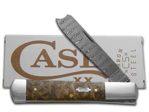 Case XX RazorJack Damascus Steel Natural Maple Burl Wood 15092 Pocket Knife