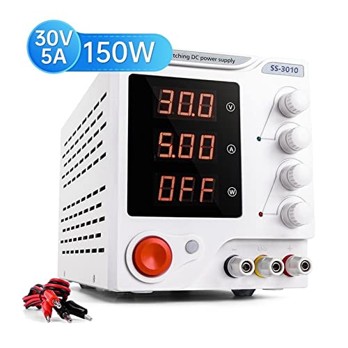 DC Power Supply, Switching DC Power Supply Laboratory Adjustable 30v 10A LCD Screen Bench Power Source Regulator 4-Digit Digital Display,Electroplating DIY(SS-1502)