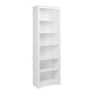 ikgh home office modern 80" tall bookcase with adjustable shelves, white