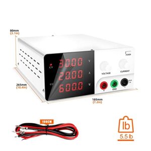 DC Power Supply, 30V 20A DC Variable Power Supply High Precision 4 Digital Adjustable Switching Regulator Bench Power Supplies,Electroplating DIY