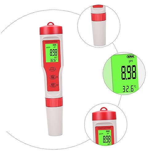 SOESFOUFU 4 Ph Pen Ppm Ph Meter for Water Aquarium Ph Meter Digital Tester Pen Water Ph Level Tester Digital Water Meter Pen Digital Ph Tester and Ec Meter Ec Water Test Ph and Meter Red PVC