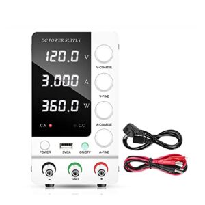 dc power supply, 120v 3a usb dc switching power supply lab adjustable voltage regulator 30v 10a stabilizer switch bench power source,electroplating diy(gu-sps-c1203-white)