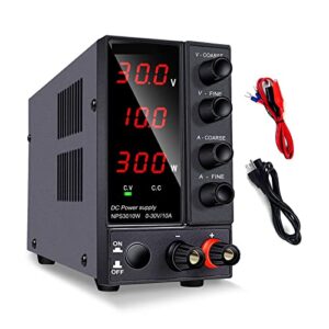 dc power supply, 30v 10a laboratory power supply adjustable switching dc power supply voltage regulator variable bench source power,electroplating diy(3 digits nps 30v 10a)