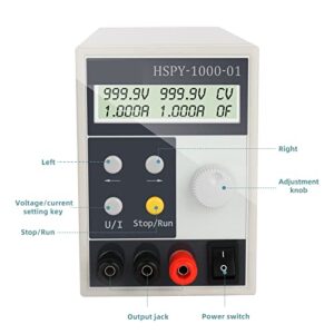 DC Power Supply, 1000V 0.1A 1A 4-Digits DC Lab Switching Power Supply Laboratory High Precision Adjustable 0.01V 0.001A Programmable Bench Source,Electroplating DIY(1000V 0.2A)