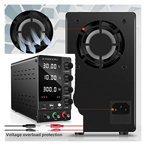 Adjustable DC Power Supply 30V 10A Lab Power Supply Adjustable 4 Digits Voltage Regulator Stabilizer USB(30V 10A 300W White)