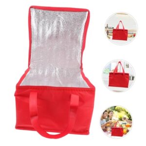 FUNOMOCYA 2pcs Insulation Ladies Tote Reusable Grocery Carrier Catering Mens Tote Heavy Duty Insulated Waterproof Pizza Warmer Wine Door Dash Red Aluminum