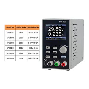 DC Power Supply, Programmable DC Power Supply 300W 30V/10A 60V/10A 2.8" LCD 10mV/1mA Resolution Digital Voltage Regulator Switch,Electroplating DIY(SPE6102 200W)