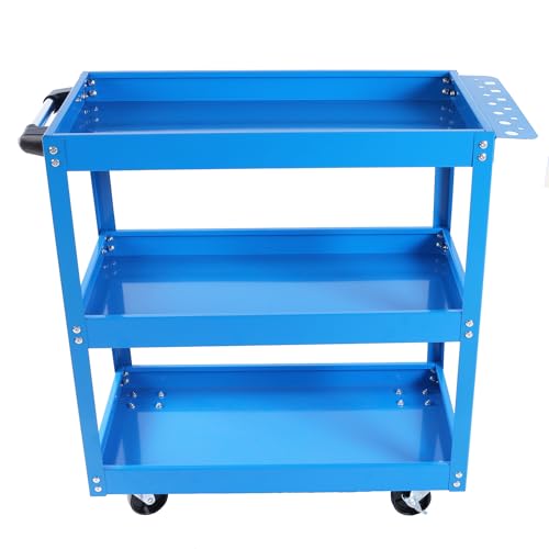 Tool Cart with Lockable Wheels, 3 Tier Rolling Mechanic Tool Cart, Heavy Duty Floor Standing Steel Utility Cart, 450 LBS Capacity Industrial Service Cart for Garage, Warehouse, Workshop