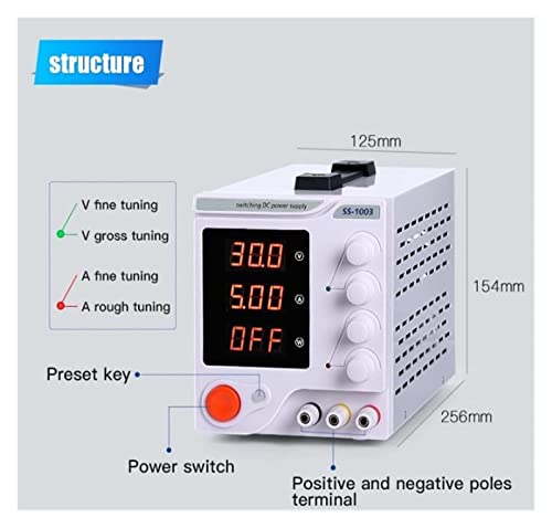 DC Power Supply, Switching DC Power Supply Laboratory Adjustable 30v 10A LCD Screen Bench Power Source Regulator 4-Digit Digital Display,Electroplating DIY(SS-1502)