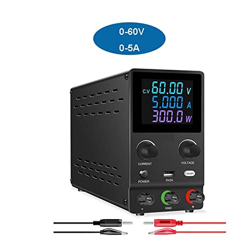 DC Power Supply, 60V 5A 300W Adjustable DC Power Supply LED Digital Lab Programmable Bench Power Source Stabilized Voltage Regulator Switch,Electroplating DIY(60V 5A 300W-01)