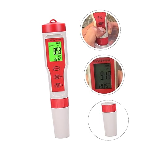 COSMEVIVI 4 Ph Pen Ec Meter Aquarium Ph Meter Ph and Meter Digital Water Quality Tester Ec Water Test Water Quality Monitor Digital Ph Tester Water Table Digital Water Ph Tester Red PVC