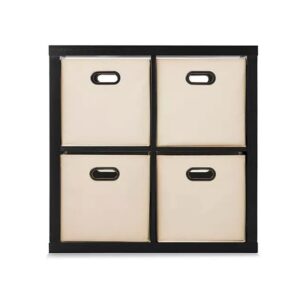 4 cube storage organizer, black and beige (1 pk)