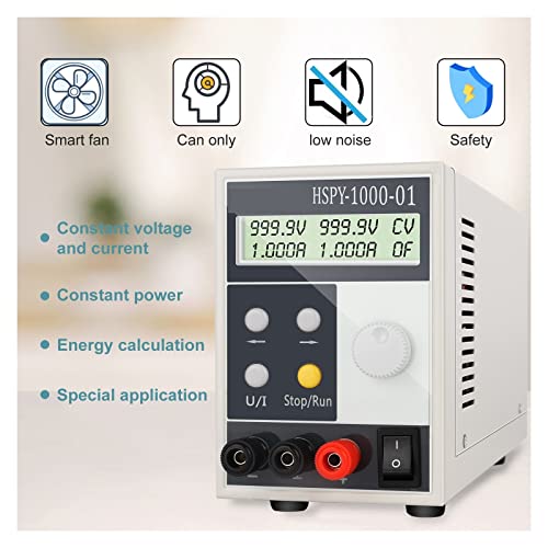 DC Power Supply, 1000V 0.1A 1A 4-Digits DC Lab Switching Power Supply Laboratory High Precision Adjustable 0.01V 0.001A Programmable Bench Source,Electroplating DIY(1000V 0.2A)