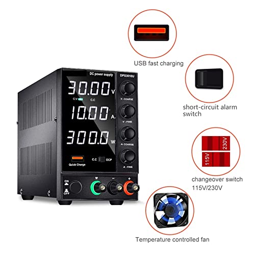 DC Power Supply Adjustable 4 Digit Lab Bench Power Source 30V 10A 60V 5A AC Switching Stabilized Power Supply(DPS605U 60V 5A)