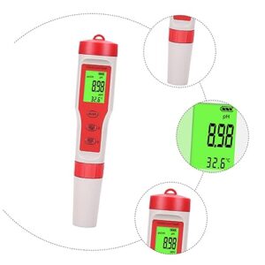 COSMEVIVI 4 Ph Pen Ec Meter Aquarium Ph Meter Ph and Meter Digital Water Quality Tester Ec Water Test Water Quality Monitor Digital Ph Tester Water Table Digital Water Ph Tester Red PVC