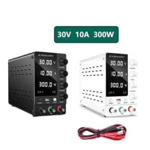 Adjustable DC Power Supply 30V 10A Lab Power Supply Adjustable 4 Digits Voltage Regulator Stabilizer USB(30V 10A 300W White)