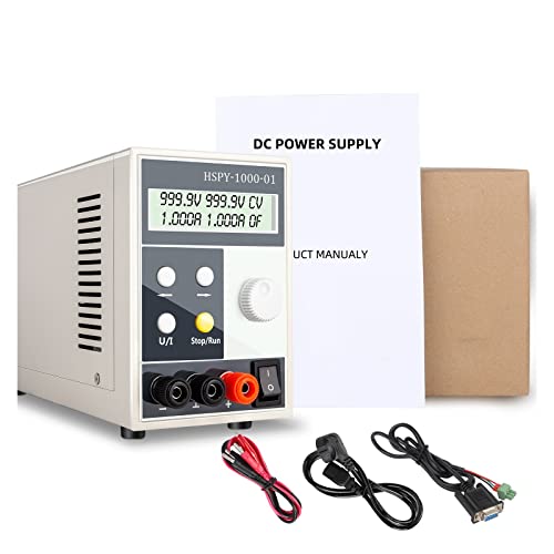 DC Power Supply, 1000V 0.1A 1A 4-Digits DC Lab Switching Power Supply Laboratory High Precision Adjustable 0.01V 0.001A Programmable Bench Source,Electroplating DIY(1000V 0.2A)