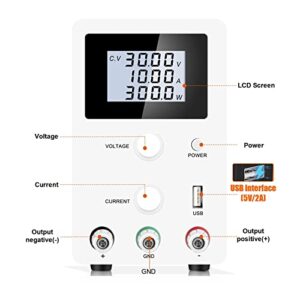 DC Power Supply, Switching Lab Adjustable DC Power Supply 30V 10A Bench Stabilized Voltage Regulator Power Supply,Electroplating DIY(30V 10A LCD)