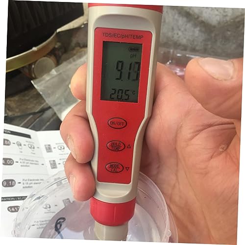 SOESFOUFU 4 Ph Pen Ppm Ph Meter for Water Aquarium Ph Meter Digital Tester Pen Water Ph Level Tester Digital Water Meter Pen Digital Ph Tester and Ec Meter Ec Water Test Ph and Meter Red PVC