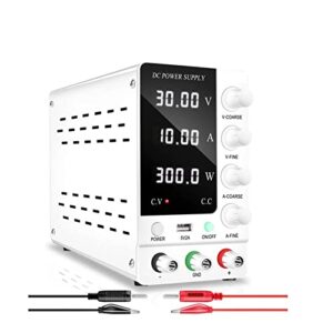 adjustable dc power supply 30v 10a lab power supply adjustable 4 digits voltage regulator stabilizer usb(30v 10a 300w white)