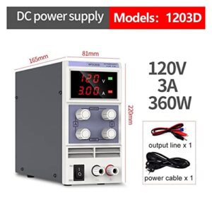 DC Power Supply, Adjustable DC Power Supply 120V 3A LED Digital Lab Bench Power Source Stabilized Power Supply Voltage Regulator Switch,Electroplating DIY