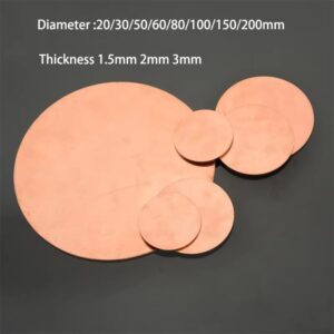 1-2pcs T2 Copper Disc Round Plate Sheet Diameter 20/30/50/60/80/100/150/200mm Thickness 1.5mm 2mm 3mm DIY Customized Processing (2x60mm 1pcs)