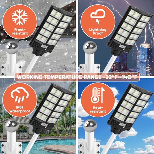 ilkqeppe Waterproof Solar Street Light, 3 Pcs Solar Energy 240 Degree Coverage Area Garden Lamp, 1152 Light Beads Outdoor Light, Large Capacity Battery Pavement Solar Street Light ﻿ Black