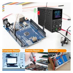 DC Power Supply, 60V 5A 300W Adjustable DC Power Supply LED Digital Lab Programmable Bench Power Source Stabilized Voltage Regulator Switch,Electroplating DIY(60V 5A 300W-01)