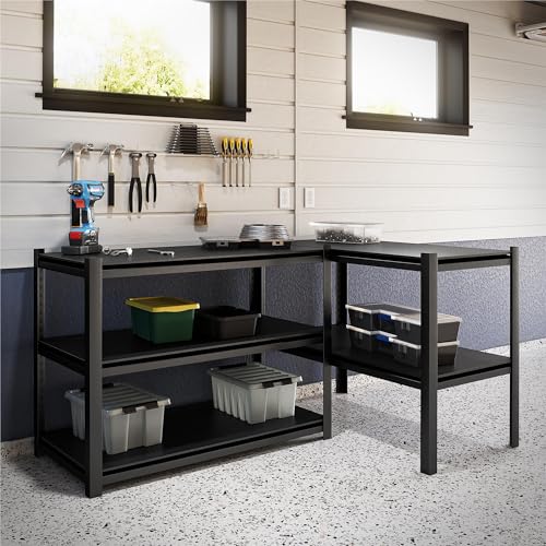 IKGH 5-Shelf Toolless Steel Garage Storage Shelving, 72" H x 48" W x 24" D, 4,000lb Capacity, Pewter Gray with Black Shelves