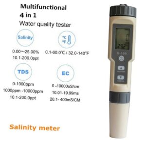 ULTECHNOVO Pen Hydrometer Water Quality Tester Temperature Tester Water Salimeter Salt Meter Salt Water Gravimeter Light Grey