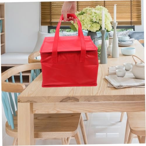 FUNOMOCYA 2pcs Insulation Ladies Tote Reusable Grocery Carrier Catering Mens Tote Heavy Duty Insulated Waterproof Pizza Warmer Wine Door Dash Red Aluminum